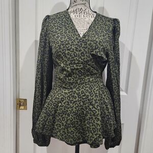 NWOT Leopard Print Wrap Top Cupshe